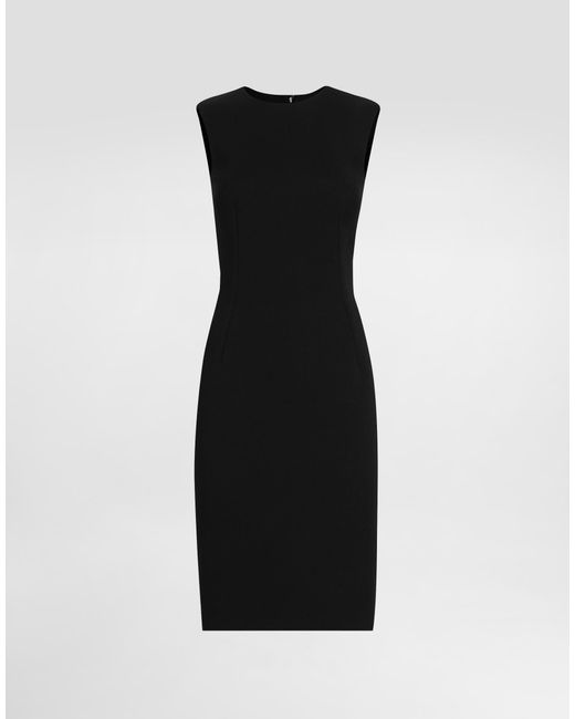 Dolce & Gabbana Black Longuette-Schlauchkleid Aus Wolle