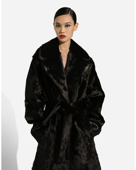 Dolce & Gabbana ゴートスキン コート Black