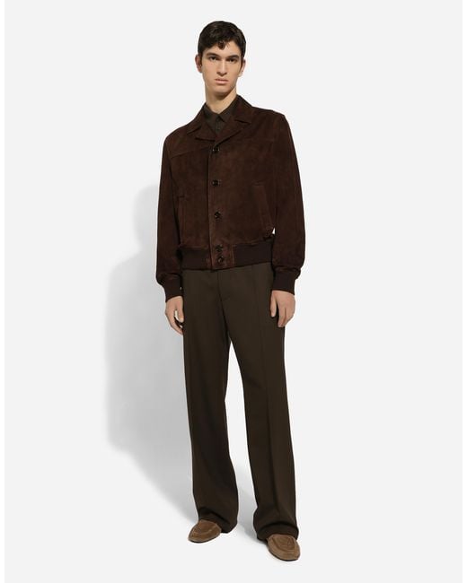 Dolce & Gabbana Brown Dolce & Gabbana Suede Jacket for men