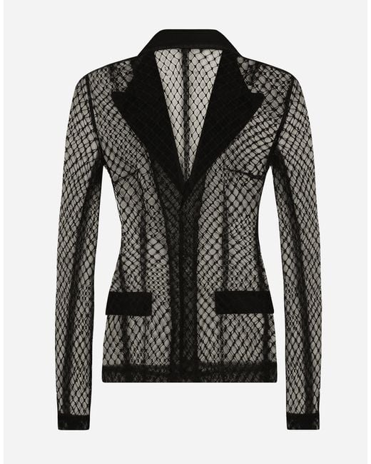 Dolce & Gabbana Black Single-Breasted Mesh Dolce Tuxedo Jacket
