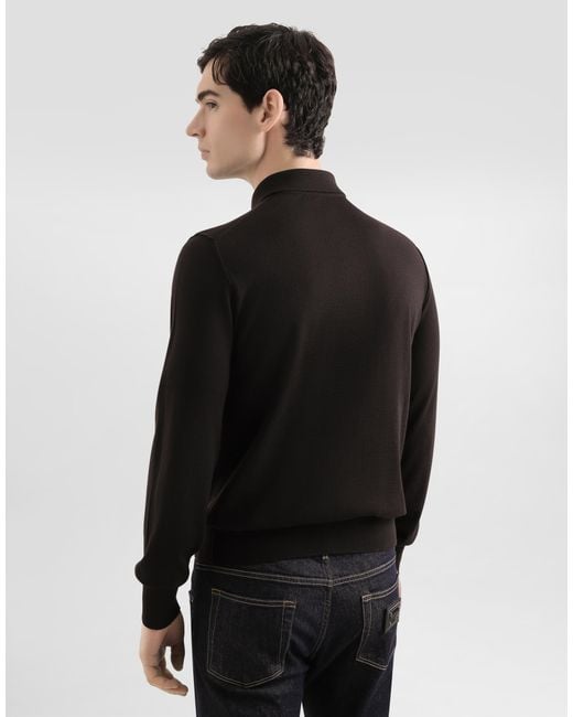 Dolce & Gabbana Poloshirt Aus Kaschmir Im Glattstrick in Black für Herren