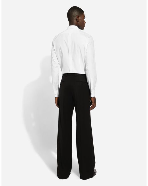 メンズ Dolce & Gabbana タキシードシャツ ゴールドフィット ラインストーンエンブロイダリー White