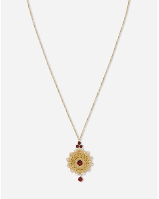Pendentif Filigrane En Jaune 18 Carats Et Grenats Rhodolites Dolce & Gabbana en coloris White