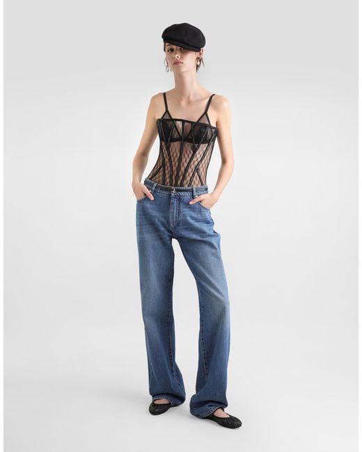 Dolce & Gabbana Black Mesh Tulle Corset