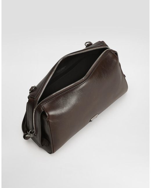 Dolce & Gabbana Black Vittoria Tempesta Calfskin Bag for men