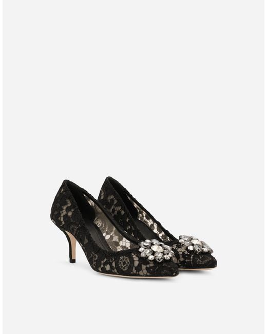 Dolce & Gabbana White Lace Pumps With Brooch Detailing