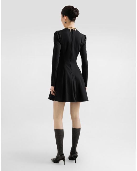 Dolce & Gabbana Black Godet Line Cady Dress