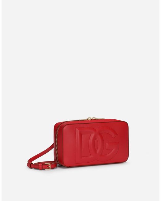Dolce & Gabbana Red Kleine Camera Bag Dg Logo Bag Aus Kalbsleder