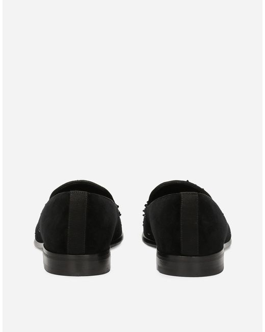 Dolce & Gabbana Black Velvet Slippers for men