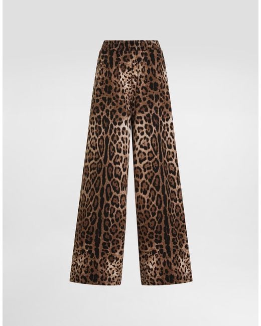 Dolce & Gabbana Brown Leo- Fleece Trousers�