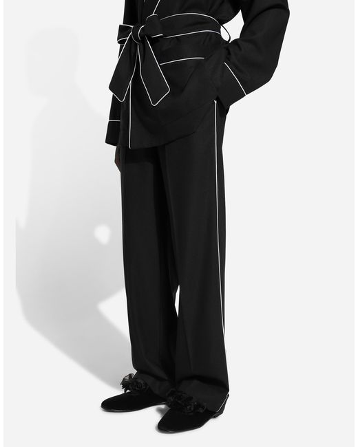 メンズ Dolce & Gabbana ウール パンツ Black