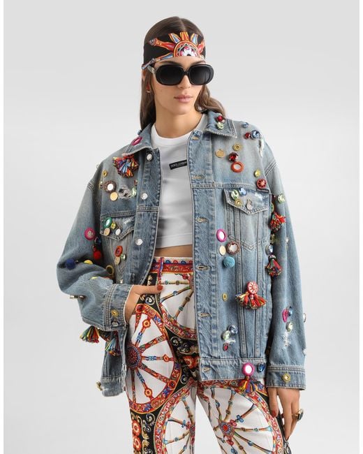 Dolce & Gabbana Blue Denim Jacket With Applications
