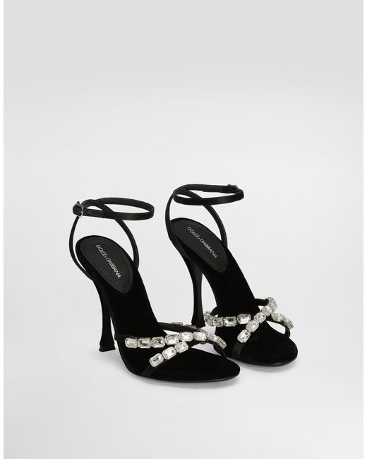 Dolce & Gabbana White Satin Sandals With Gemstone Embellishment