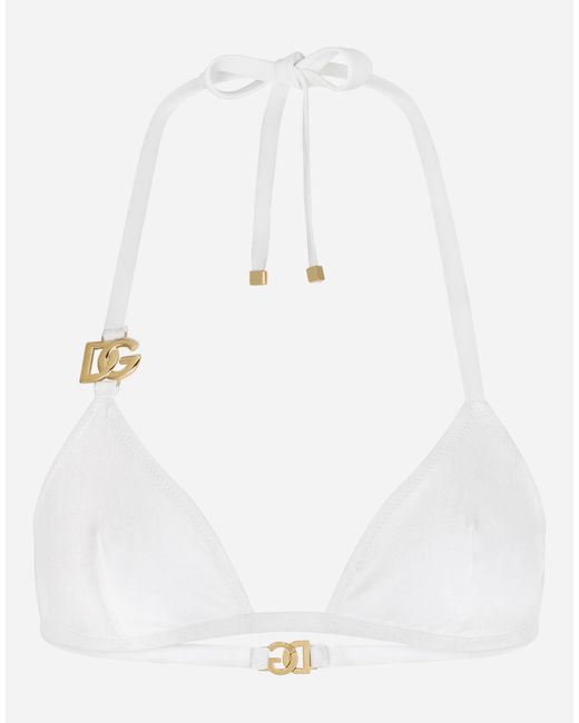 Sujetador de bikini de triángulo con logotipo DG Dolce & Gabbana de color White