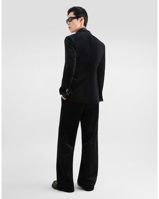 Dolce & Gabbana Black Portofino Double-Breasted Velvet Jacket for men