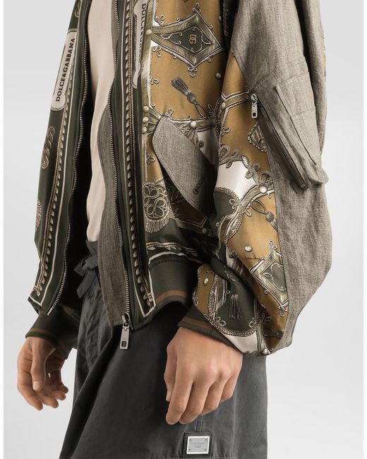 Dolce & Gabbana Metallic Cargo-Print Oversized Twill Bomber Jacket for men