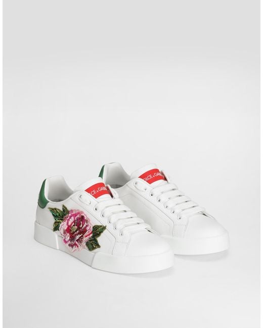 Dolce & Gabbana White Sneaker Portofino Light Aus Kalbsleder