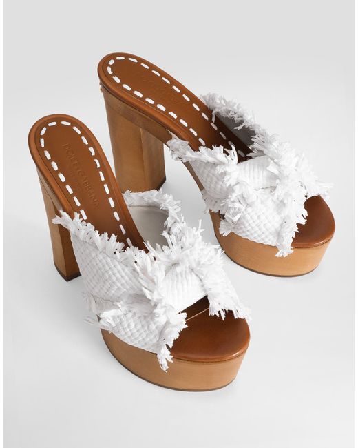 Dolce & Gabbana White Sandalo Zeppa