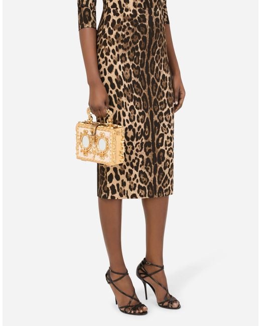 Dolce & Gabbana Multicolor Calfskin Dolce Box Bag With Rhinestone And Mirrored Detailing