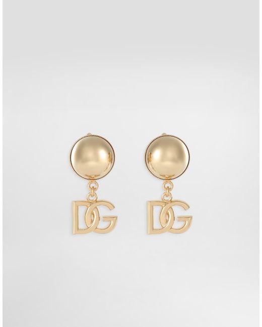 Dolce & Gabbana White Dg Clip Earrings