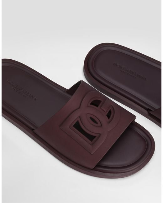 Dolce & Gabbana Rubber Beachwear Slides in Purple für Herren