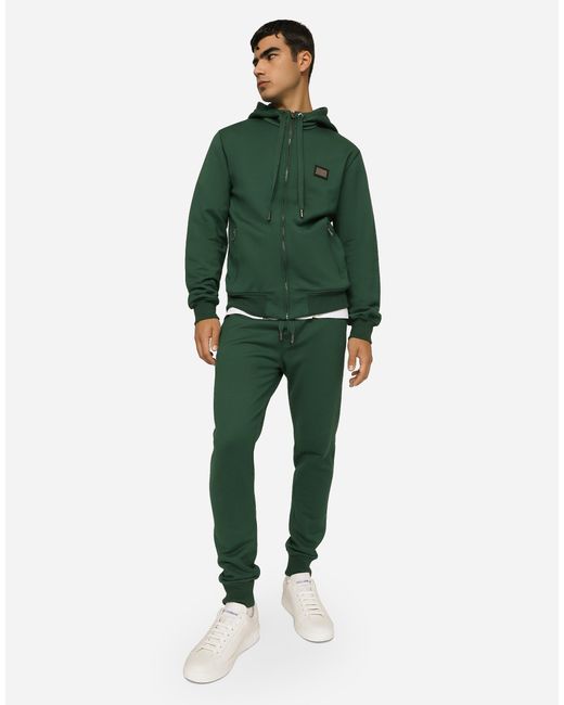 Dolce & Gabbana Jogginghose Aus Jersey Mit Logoplakette in Green für Herren