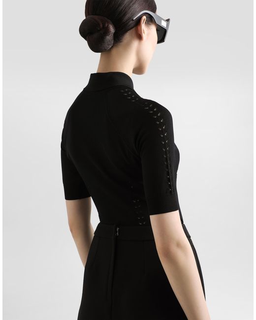 Dolce & Gabbana Black Viscose Polo-Shirt