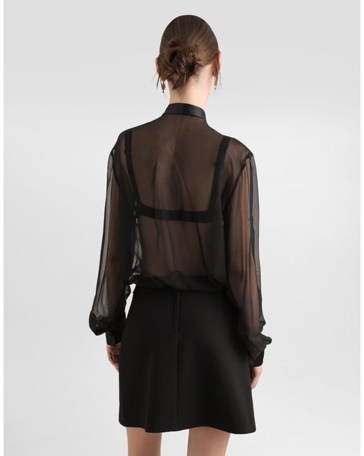 Camisa De Chifón Con Lazada En El Cuello Dolce & Gabbana de color Black