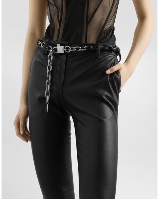 Dolce & Gabbana Stretch Nappa Leather Trousers Black