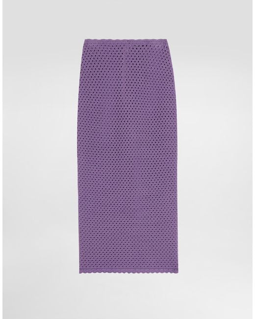 Dolce & Gabbana Purple Calf-Length Crochet Skirt