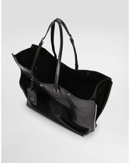 Dolce & Gabbana Black Atene Calfskin Shopping Bag for men