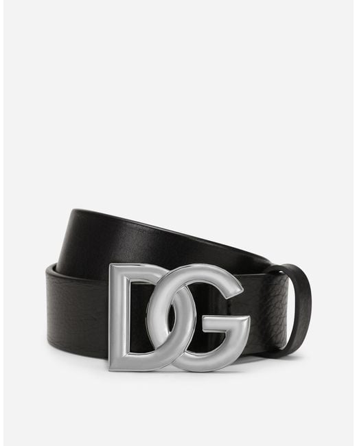 Dolce & Gabbana Gürtel aus gewalktem Leder mit verschlungener DG-Logoschnalle in Black für Herren