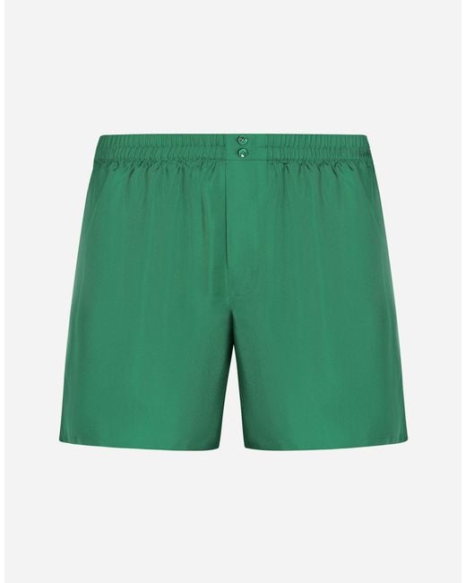 Dolce & Gabbana Green Silk Shorts for men