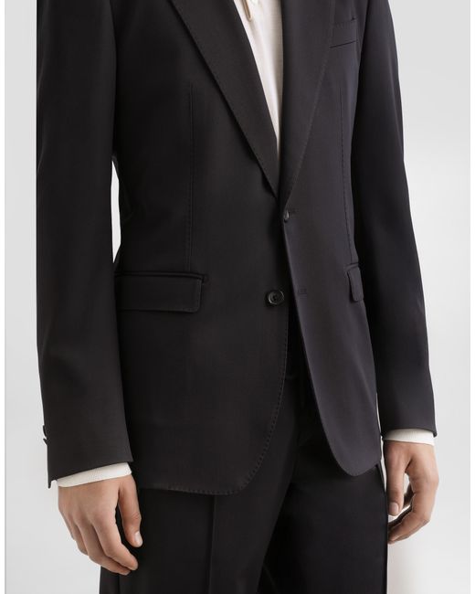 Dolce & Gabbana Blue Single-Breasted Taormina Wool Canvas Jacket for men