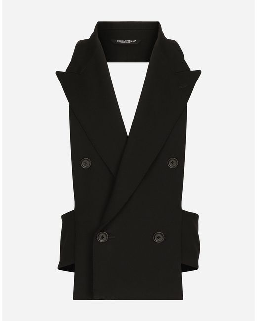 Dolce & Gabbana Black Virgin Wool Waistcoat for men
