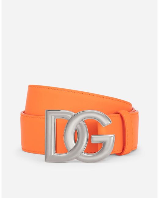 Dolce & Gabbana Gürtel aus Kalbsleder mit DG-Logo in Orange für Herren