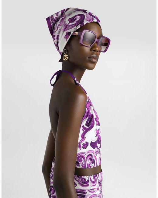 Dolce & Gabbana Purple Stretch Silk Top