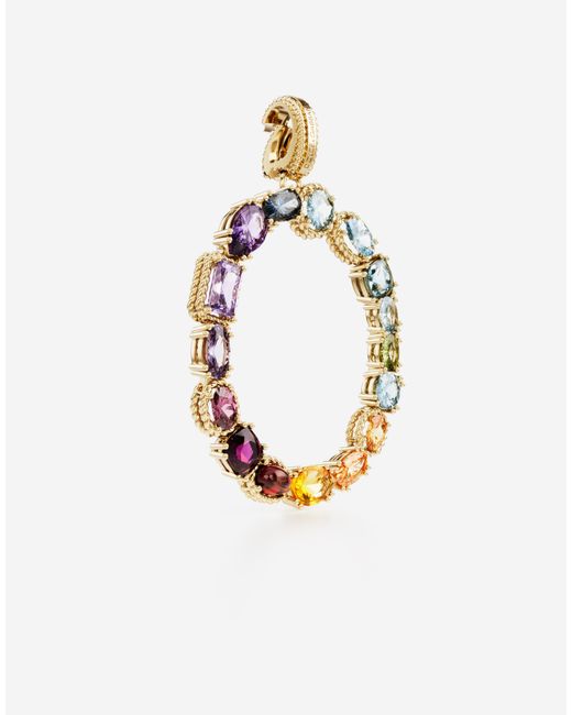 Dolce & Gabbana Metallic Lettering O Charm 18-Carat And Multicolored Gems