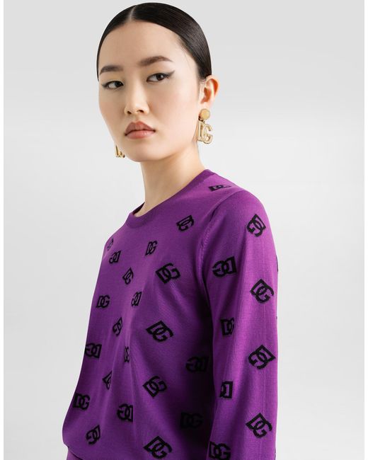Dolce & Gabbana Purple Wool And Silk Pullover