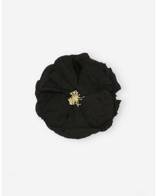 Dolce & Gabbana Black Floral Cotton Brooch for men