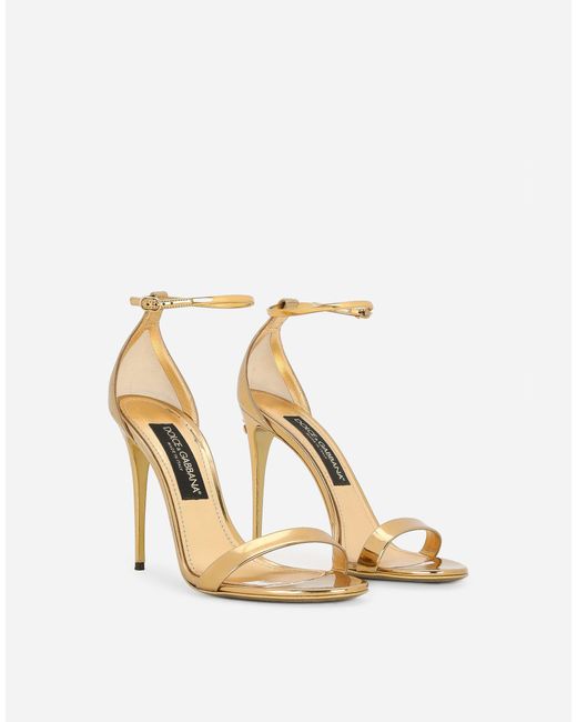 Dolce & Gabbana Metallic Mirrored-Effect Calfskin Sandals
