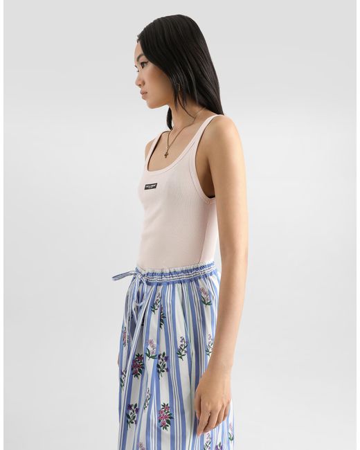 Dolce & Gabbana Pink Ribbed Tank Top