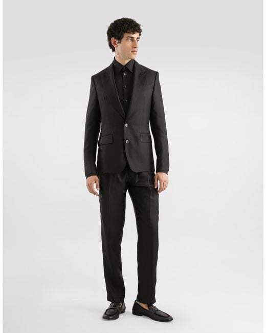 Dolce & Gabbana Black Silk Twill Jogging Trousers for men