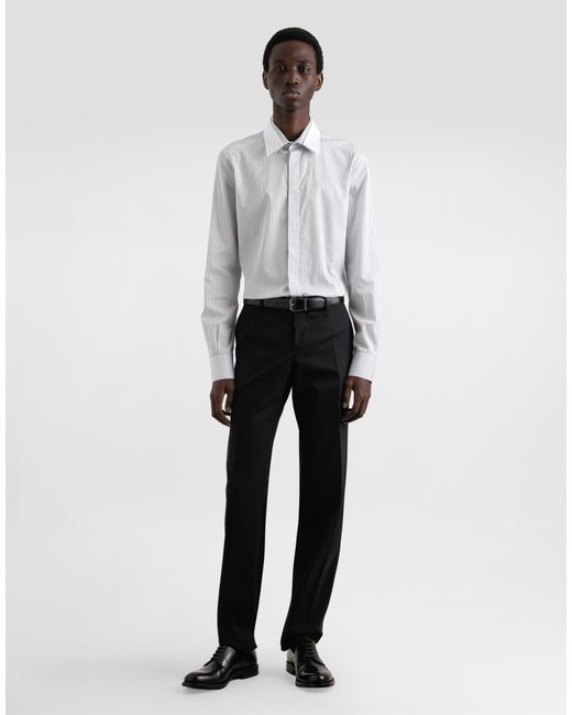 Dolce & Gabbana White Striped Poplin Martini Shirt for men