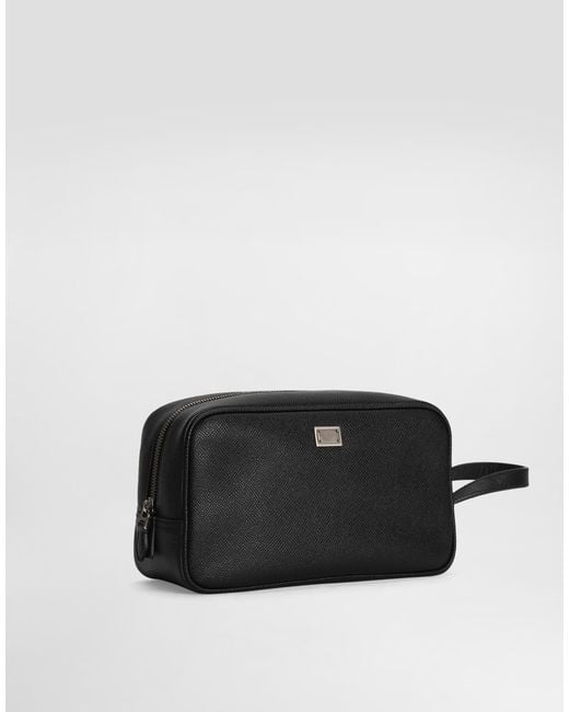 Dolce & Gabbana Black Sicily Calfskin Necessaire for men