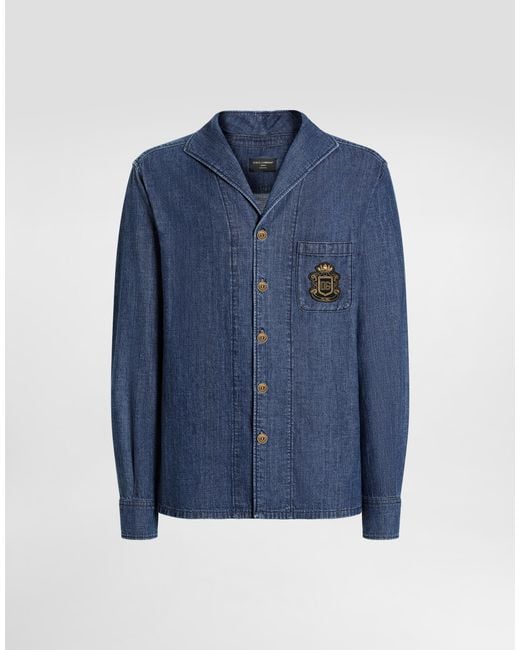 Dolce & Gabbana Blue Denim Shirt for men