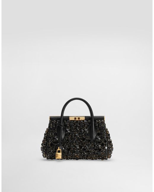 Dolce & Gabbana Black Iguana-Print Calfskin Day Mini Marlene Handbag