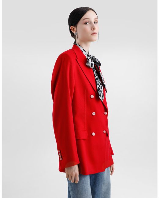 Dolce & Gabbana Red Oversize Double-Breasted Cashmere Jacket