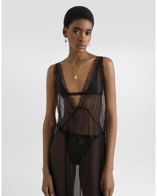 Dolce & Gabbana Black Long Chiffon Dress