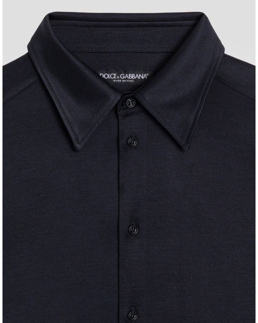 Dolce & Gabbana Blue Martini Silk Jersey Shirt for men